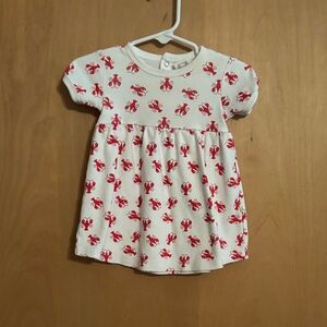 Adorable Red Lobster Print Kids Casual Dress